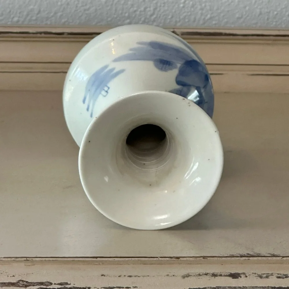 Antique Japanese Sometsuke Blue White Porcelain Landscape Vase 19th Century